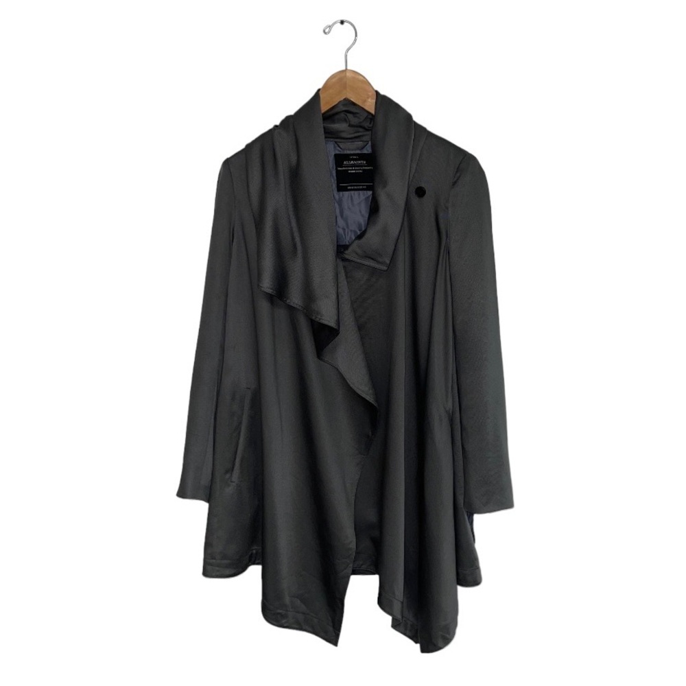 All Saints Jacket Women's Size 8‎ US Slate Grey BAYLE MONUMENT Waterfall Coat